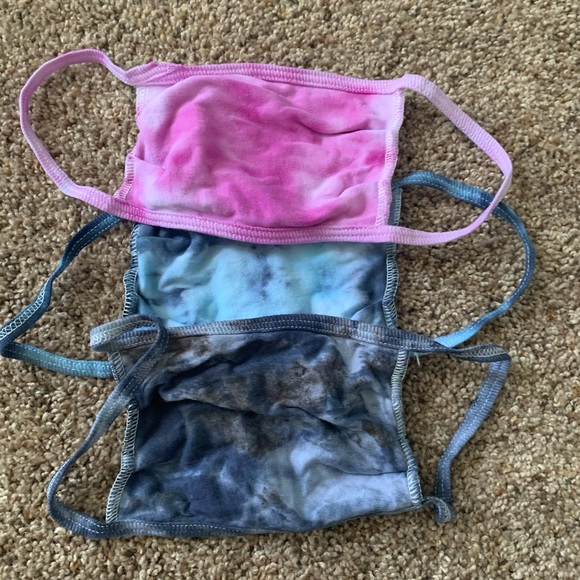 NWT blue & pink tie dye cotton face mask bundle - Picture 2 of 13